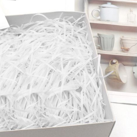 Rembourrage en chutes de papier, aux couleurs vives, inodore rembourrage en raphia rembourrage pour emballage cadeau convient à la décoration de boîtes cadeaux blanc 100 g. (1/5)