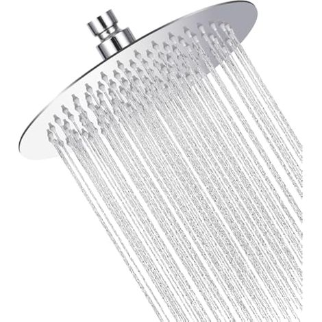 Pommeau de douche pluie acier inoxydable 304 avec filtre, angle réglable et rotatif, raccord anti-brûlure (10 jets) (1/4)