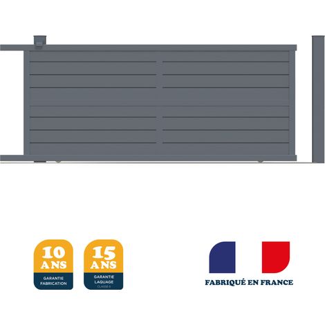 Portail coulissant prêt à poser ILY Gris 7016 L406 cm X 177cm refoulement gauche en aluminium BELTY (1/4)
