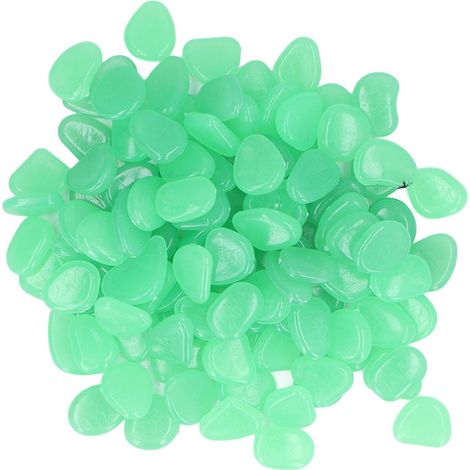 Galets phosphorescents turquoise, lot de 100, pierres lumineuses fluorescentes pour allée de jardin et cour. (1/4)