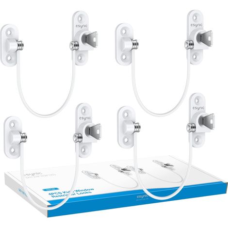 4 pcs Entrebâilleur Fenêtre Porte Restricteur de Porte de Fenêtre Verrou Fenetre UPVC Verrouillage de Limite Verrou de Sécurité Câble Serrure de Limite Avec Clé et Vis