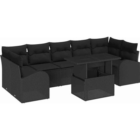 Maison Exclusive - Set Divano da Giardino con cuscino 8 pcs Nero Poly Rattan
