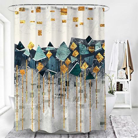 1 rideau de douche géométrique simple, rideau de porte de salle de bain (1180 x 180 cm) (1/3)