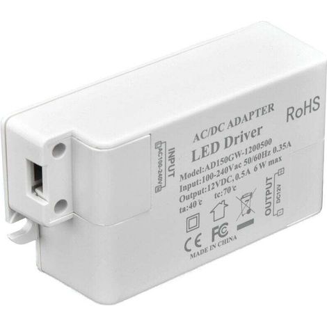 Driver Led 6W Maximum 100 240V Transformateur 12V Tension Constante Driver Transformateur Led 0.5A Convertisseur Convertisseur avec Transformateurs Basse Tension