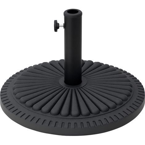 Pied de parasol base de lestage parasol rond ciment HDPE motif rosace Ø 49 cm poids net 14 Kg noir (1/5)