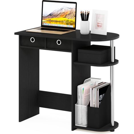 Ordinateur Portable Bureau/Table, Engineered Wood, Americano/Acier Inoxydable/Noir, One Size (1/5)