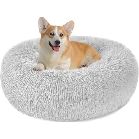 Panier Chien et Chat Moelleux Rond - Coussin Chat et Chien Anti Stress Apaisant en Peluche, Donut Lit Confortable Lavable pour Chat Chien Petit Moyen Taille (gris,60cm) (1/5)