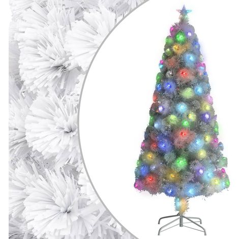 Künstlicher Weihnachtsbaum mit Beleuchtung Weiß 150cm Glasfaser