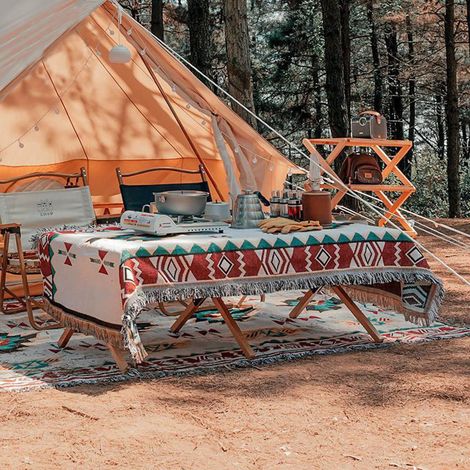 Campingtischdecke, Ethno-Stil, weiche Baumwolle, Retro-Muster, hautfreundliches Material, Picknicktischdecke, geeignet für Outdoor-Reisezelte, Größe A, 3,0 x 3,0 Fuß. (1/5)