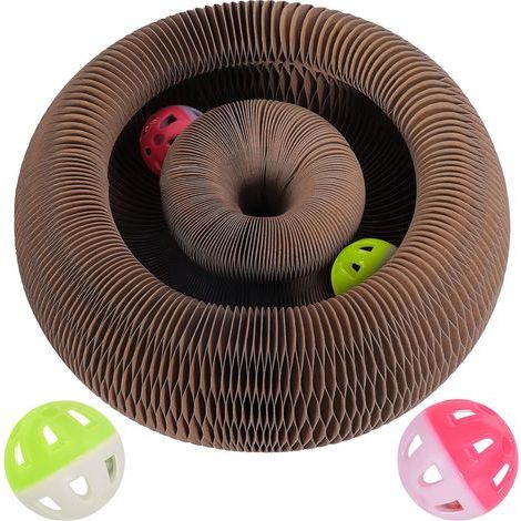 Magischer Katzenkratzbaum-Organ – Interaktives Kartonspielzeug mit Ball, sich entwickelndem Spielsystem für Kätzchen und Wohnungskatzen, Intelligenzpuzzle und faltbarer Kratzbaum (1/5)