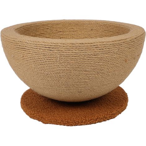 Griffoir multifonction 2 en 1 en sisal pour chat, avec bol et griffoir intégré, style équilibré (fond rond). (1/5)