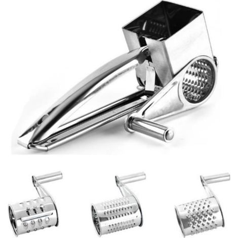 Rotatif Râpes Moulin Râpe Génération, Épais En Acier Inoxydable Multi Purpose Rotatif Râpe À Fromage Légumes Shredder Rotatif Râpe (1/4)
