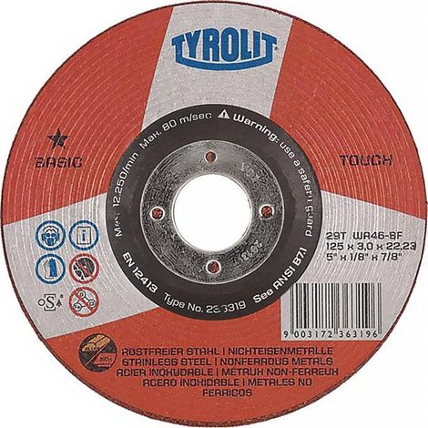 Schruppscheibe BASIC TOUCH D125xS3mm Körnung 46 gekröpft TYROLIT (1/4)