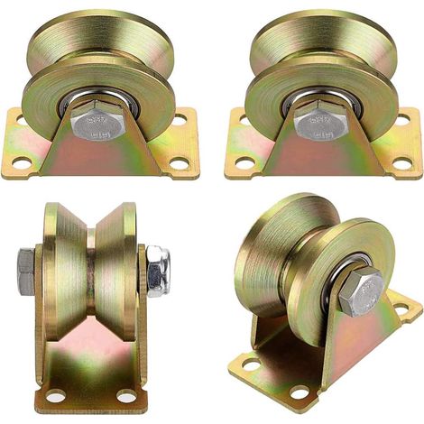 4 Poulies de Levage, Poulie Simple pour Câble, Galet en V, Roulette à Rail, pour Cordes et Câbles en Acier, Lot de 4 (1/5)