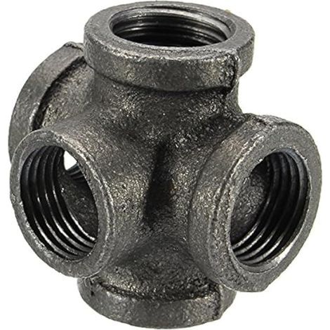Filiyano-Raccord en croix femelle 5 voies en fonte malléable noire 1/2" 3/4" 1" - 1/2 pouce