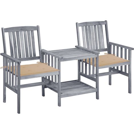 Chaises de jardin avec table à thé et coussins Acacia solide 32 (1/5)