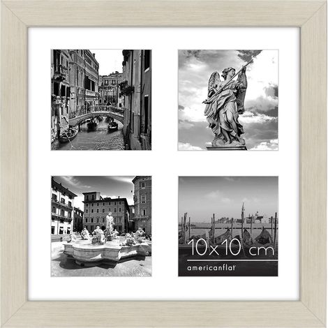 Cadre Photo pêle-mêle Bois Clair 10x10 cm - Cadre 25x25 cm sans Passe-Partout ou 10x10 cm avec Passe-Partout - MDF avec Verre Résistant aux Chocs - pour Mur (1/5)