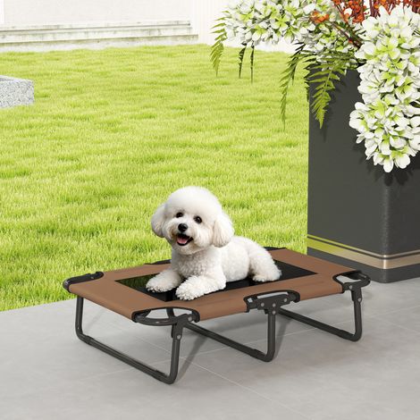 Lit surélevé pliable pour chien, chaise longue d'extérieur pour chien avec design en maille, couleur café Oxford, 75 x 51 x 18 cm (1/5)