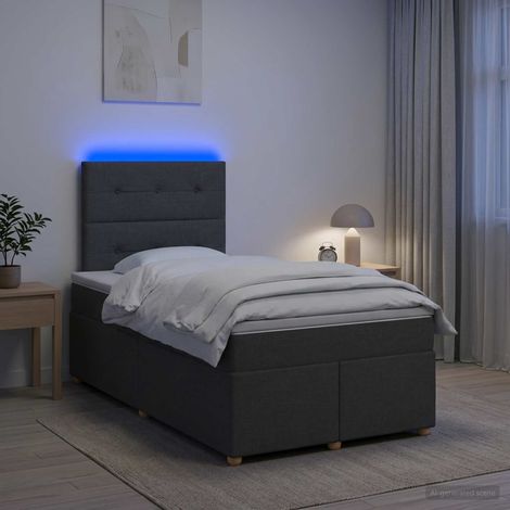 Lit boxspring avec matelas Gris foncé 120 x 200 cm Tissu (1/5)