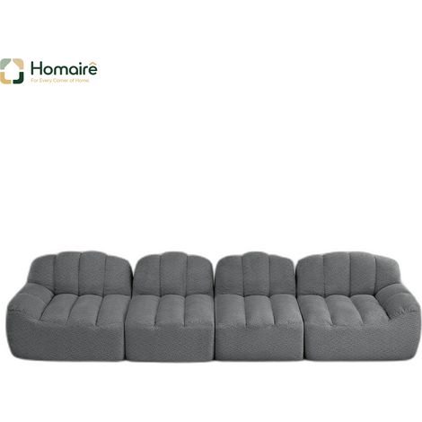 Canapé modulable en polaire gris avec accoudoirs 366 x 104 x 79 cm HOMAIRE (1/5)