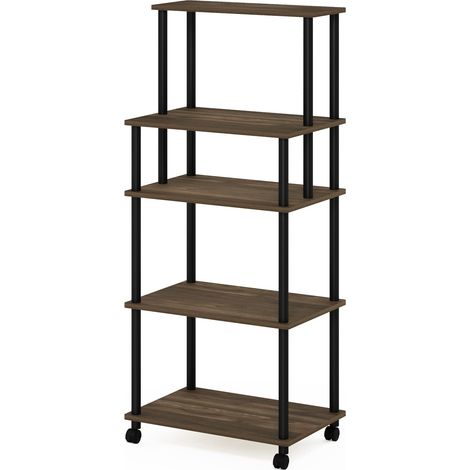 Chariot de Rangement de Cuisine sans Outil à 5 Niveaux, Noyer Columbia/Noir (1/5)