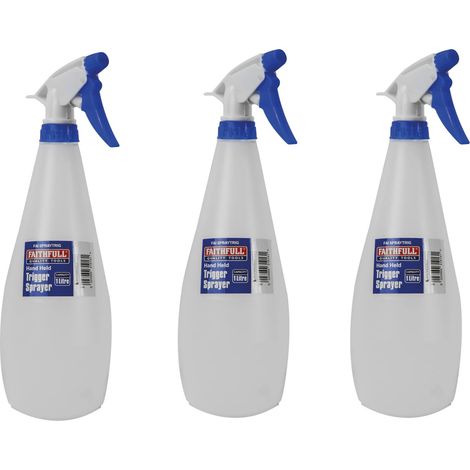x3 Faithfull 1L Spray Bottle Adjustable Nozzle Plant Mister Jet FAISPRAYTRIG (1/4)