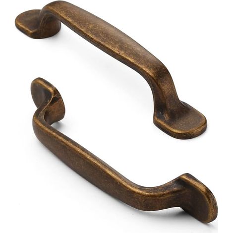 Lot de 2 Poignées Placard Cuisine en Laiton – Quincaillerie Antique, Trou Central de 96mm (1/4)