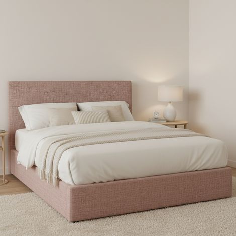 Letto Matrimoniale Basildon, Sfoderabile, Contenitore Made in Italy, Rosa Antico (1/4)