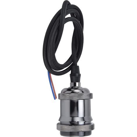 EU 100–240 V – Lampenfassung – 1 m – Geflochtenes Aluminium – Mit Kabel – Für Schlafzimmer – Perlschwarz (1/5)