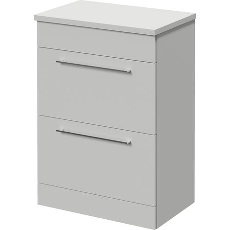 Napoli 390 Gloss Grey Pearl 600mm 2 Drawer Vanity Unit for Countertop Basins - 600mm - Chrome 320mm Handle
