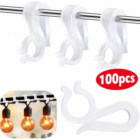 100 Pièces, Couleur Blanche, Pinces pour Luminaire Extérieur, en Plastique, pour Fêtes et Illuminations (1/5)