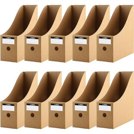 10 Pièces de Porte Revues en Papier Kraft, Solide Porte Documents en Carton avec Étiquettes et avec 10 Compartiments Porte Revue Bureau Rangement de Documents Facile des Livres, Magazines (1/5)
