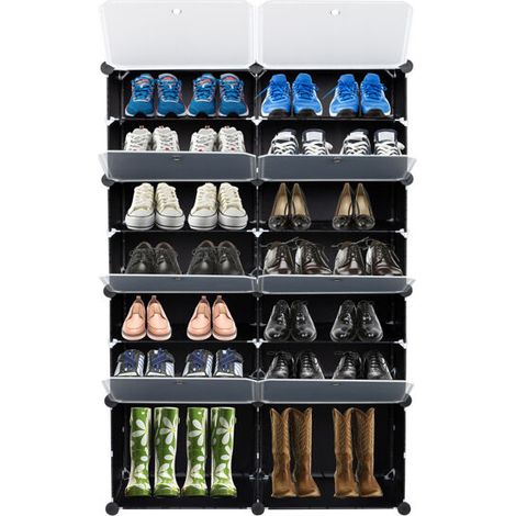 royaluxe -2 rangées, 7 couches, 14 grilles, taille de grille 4030 cm, armoire à porte transparente à motifs noirs, peut être assemblée librement, 7232122 cm (1/5)