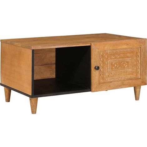 Couchtisch mit Tür Hellbraun 80 x 50 x 40 cm Massivholz Akazie