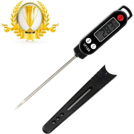 Thermometre de Cuisine Digital Thermomètre Alimentaire Longue Sonde Instantanée 5 Secondes LCD Large Ecran Thermomètre pour Patisserie, Culinaire, Lait à Viande, Barbecue, Pâtisserie (1/4)