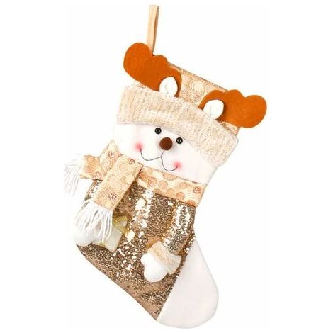 Décoration de Noël en forme de maison, 48 cm, transparente et dorée à paillettes, à glisser dans une chaussette ou à poser sur une cheminée. Cadeau idéal pour les fêtes. (1/5)