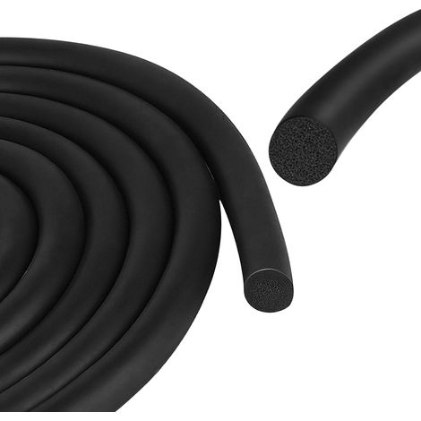 12 mm x 5 m Filling Cord - Good Sealing Round Foam Seal, Rubber Round Sealing Cord, Foam Rubber Seal for Windows Ceilings and Walls, Easy to Install (Black) (1/5)