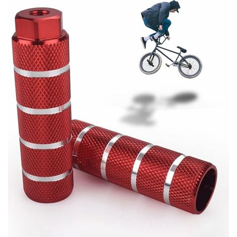 1 Paire 100 x 28mm Bike Pegs Antidérapantes en Alliage d'aluminium, BMX Pegs, Repose-Pieds Cylindriques pour Vélos BMX,Pédale de Vélo, en Alliage d'aluminium Robuste - pour Cascades à vélo-Rouge-Fei Y