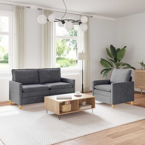 vidaXL Sofa Set 2 pcs Dunkelgrau Polyester (1/5)