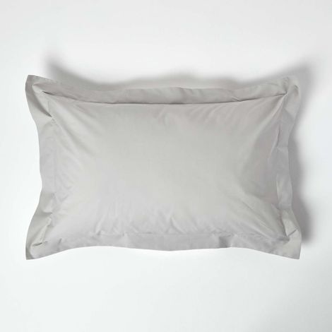 HOMESCAPES Silver Grey Egyptian Cotton Oxford Pillowcase 200 Thread Count, Standard Size - Silver Grey