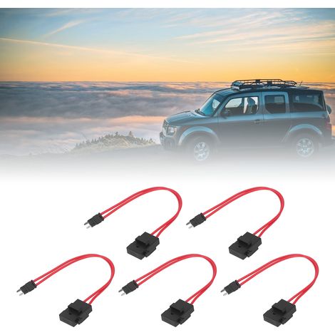 Ensemble de 5 connecteurs porte-fusibles automobiles, ATM 20 ampères 16AWG, porte-fusible à lame mini mince standard avec 5 fusibles à lame, ACK petite taille 10,9 mm. (1/5)