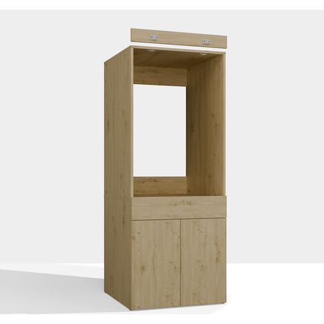 Mobile da bagno per lavatrice con cassetto, Rovere Artisan, 64,2 x 64,2 x 162 cm (1/5)