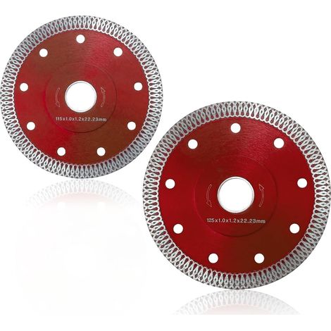 Disques de coupe RedTile pour métal - Super fins - 1 mm - Lame diamantée - 115/125 mm - Pour meuleuse d'angle - Céramique - Porcelaine - Carrelage - Granit (1/5)