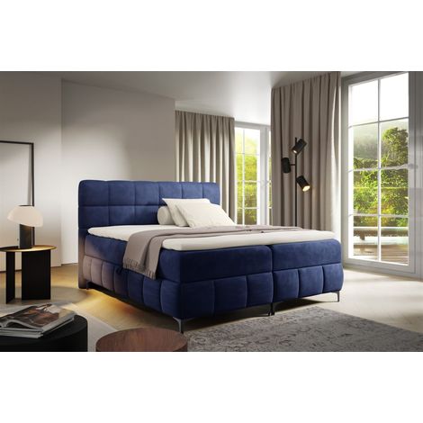 Boxspringbett Schlafzimmerbett SOPHIE 100x200cm Stoff Salvador Dunkelblau (1/4)