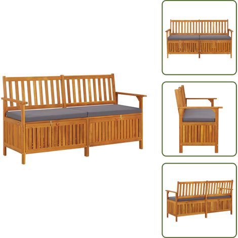 Panca in acacia - vidaXL Cassapanca con Cuscino 148 cm in Legno Massello di Acacia - Panca con cuscino