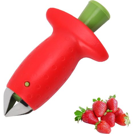 Couteau à éplucher Les Fraises De Cuisine Éplucheur De Fraises en Acier Inoxydable Cueillette De Feuilles De Tomate Et Cueillette De Noyau Cueilleur De Fruits Emballage De Sac D'opp (1/5)