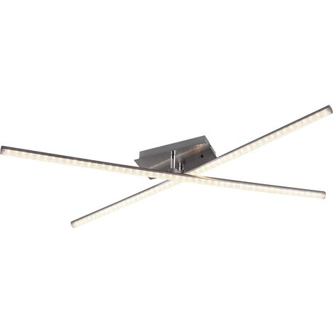 Plafonnier LED en métal nickel mat avec 2 ampoules LED RGBW 9 W à changement de couleur, effet cristal, télécommande (1/5)