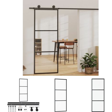 The Living Store Schiebetür mit Beschlag ESG-Glas & Aluminium 76x205 cm - Türen (1/5)