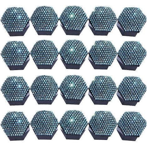 20 Stück Radmutternkappen (17/19/21 mm), dekorative Felgenschraubenabdeckungen – 17 mm Innendurchmesser – Seeblau (1/4)