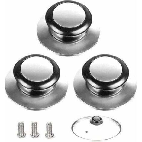 3 Pièces Bouton de Couvercle,Poignée Couvercle Casserole, Convient Pour Poignée de Couvercle en Verre, Couvercle de Casserole en Acier Inoxydable, Pour Les Ustensiles de Cuisine